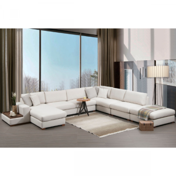 Canapé d'angle de luxe | Confortable et élégant | Structure en bois de hêtre | Tissu 100% polyester