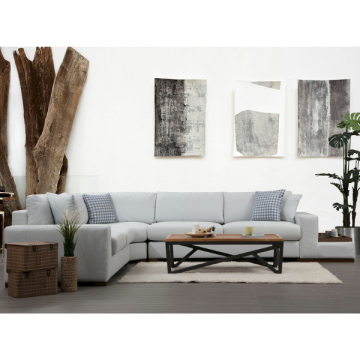 Canapé d'angle | Confort et style | Structure en bois de hêtre | Couleur beige