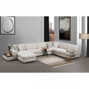 Comfortabele en unieke design hoekbank | Beukenhouten frame | 100% polyester stof | 272 x 428 cm