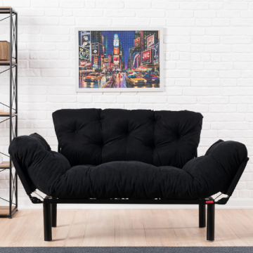 Sofa-bed met 2 zitplaatsen | Comfortabel en stijlvol | Zwart