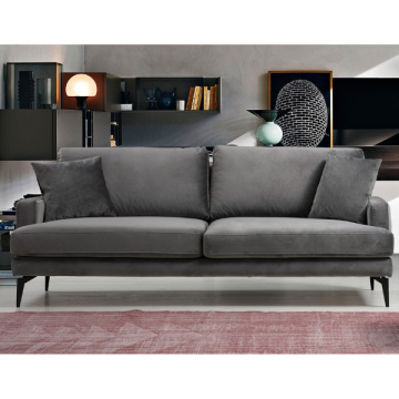 Comfortabele en stijlvolle 3-zitsbank met beukenhouten frame Grijze kleur