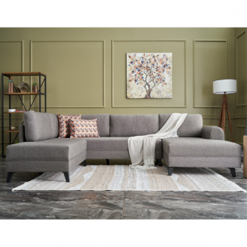 Canapé d'angle confortable et élégant | Cadre en bois lourd | 300cm de largeur | Marron