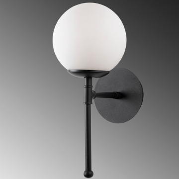 Opviq Wandlamp | Metalen Behuizing | Glazen Kap | 15 x 20 cm | Zwart
