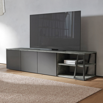 Tv-meubel Albérique 3 draaideuren en 4 legplanken-beton/matzwart