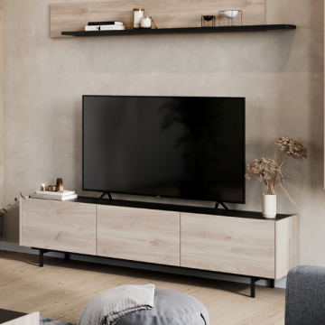 TV-meubel Grillo 184cm met drie opklapdeuren - eikdecor