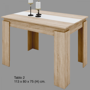 Table à manger Nasrien 113x80 cm-chêne Sonoma/blanc 