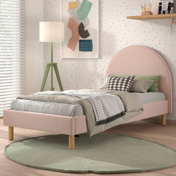 Gestoffeerd bed Maeva 90x200cm - roze bouclé stof