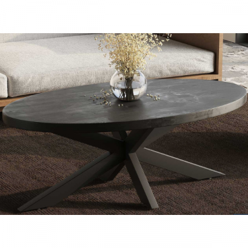 Table basse ovale 'Madeira' - Mango Black | Plateau en bois exotique | 45x130x70cm