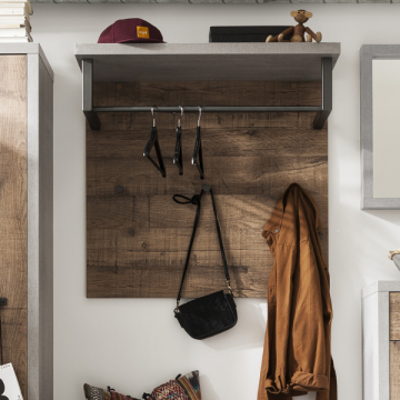 Wandkapstok Faber met hoedenplank en roede - eikdecor/betonlook