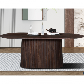 Ovale donkerbruine tafel 'Miguel' - 200 cm | Massief mangohout | H76 x B200 x D100 cm