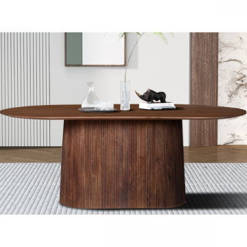 Table ovale 'Miguel' marron clair - 200 cm | Bois massif de mango | H76 x L200 x P100 cm