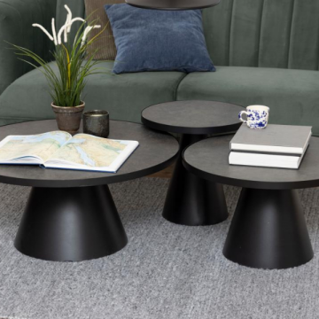 Zwart keramische ronde salontafel, 85,7x40 cm