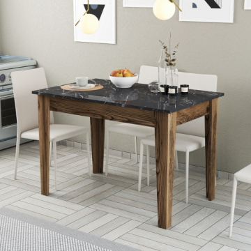 Table de cuisine Woody Fashion - 110x72x75 cm - Noyer/marbre 