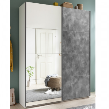 Kledingkast Systema | 150 x 59,6 x 222,6 cm | Met spiegel | Tadao Stone-design