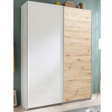 Kledingkast Systema | 150 x 59,6 x 222,6 cm | High Gloss White / Artisan Oak
