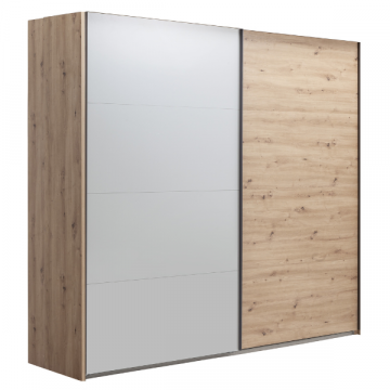 Armoire Systema | 251 x 59,6 x 199,5 cm | Blanc brillant / Chêne artisanal