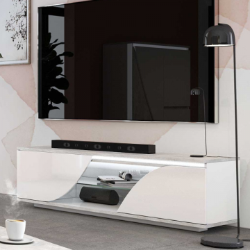 Tv-meubel Gioia met 2 deuren - hoogglans wit/betonlook