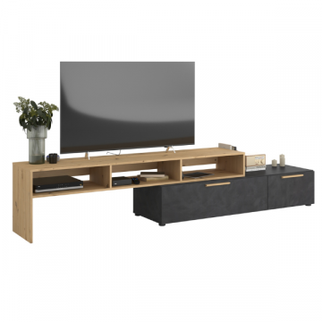 Verstelbaar TV-meubel Dawson met opbergruimte - eikdecor/antraciet