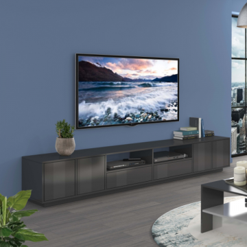 tv-meubel Orlando | 260 x 41,5 x 46 cm | Lacquered Anthracite Design