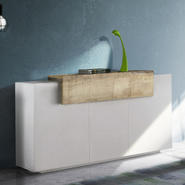 Dressoir Porro | 160 x 45 x 86,5 cm | High Gloss White & Maple Pereira-design