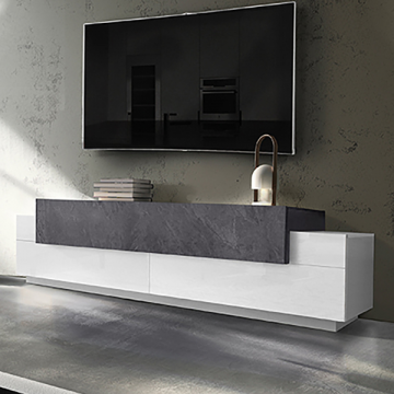 tv-meubel Porro | 200 x 45 x 51,5 cm | High Gloss White & Report-design