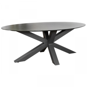 Table de jardin ovale Atlas 200x100cm aluminium - noir