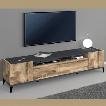 Tv-meubel Dawn 200 cm-esdoorn/leisteen