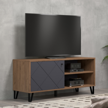 Montez Meuble TV | 123 x 40 x 56 cm | Avec espace de rangement et porte | Artisan Oak