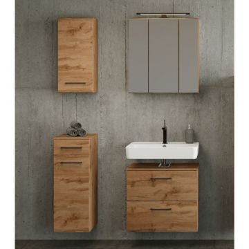 Ensemble de salle de bains Manchester | Armoire de toilette, armoire de toilette, armoire murale, armoire latérale | Wotan Oak design