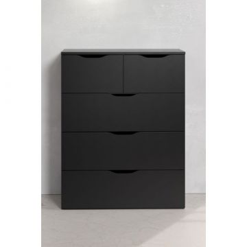 Meuble à tiroirs Basix | 78 x 40 x 80 cm | Noir mélaminé | Multifonctionnel