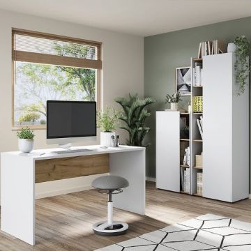 Ensemble de bureau Yannai | bureau, armoire à dossiers moyenne et grande | Design en Oak White