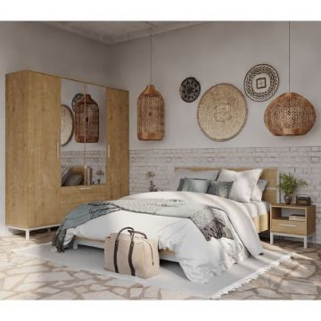 Slaapkamerset Craft | Tweepersoonsbed, nachtkastjes, kledingkast | Bruin