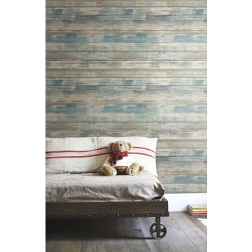 Zelfklevend behang Distressed Wood  - blauw