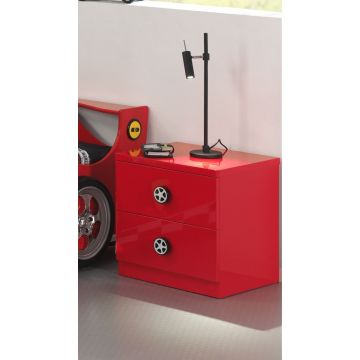 Table de chevet Monza avec deux tiroirs - rouge