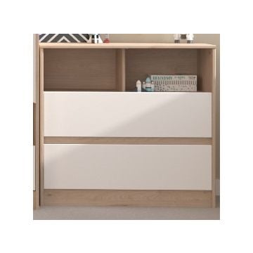 Commode Shelby 84cm - eik/wit 