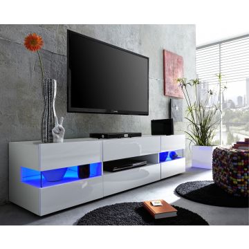Tv-meubel Sonic | 169 x 43,5 x 43 cm | High Glossy White | Met Verlichting