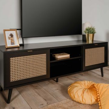Tv-meubel Daka 150cm 2 deuren - zwart/beige