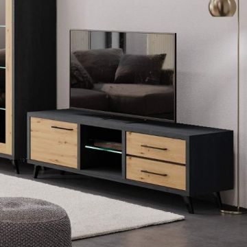 Tv-meubel Wiva 160x47 - zwart/hout