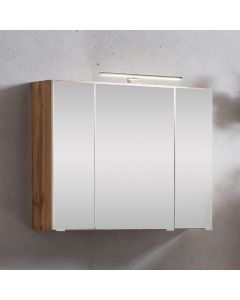 Spiegelkast Kornel/Luna 80cm 3 deuren & ledverlichting - eik