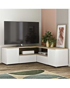 Tv-meubel Cleo 130cm - wit/eik