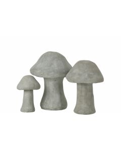 Set of 3 figurine mushroom cement grey