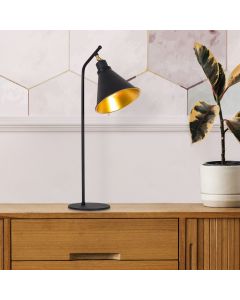 Lampe de table décorative moderne | Noir or | 28x50 cm | Corps en métal