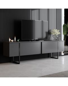 Woody Fashion TV-meubel | 18mm Melamine | Metalen Poten | 180cm Breedte | Antraciet Zwart