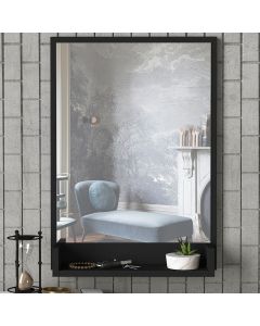 Tera Home Decoratieve Houten Spiegel | 18mm Dikte | 45x75 cm | Zwart