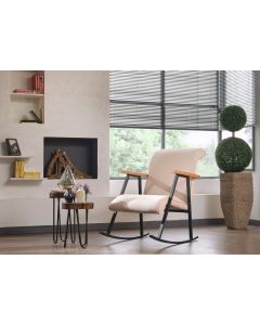 Stijlvolle en comfortabele schommelstoel | metalen frame | crèmekleur