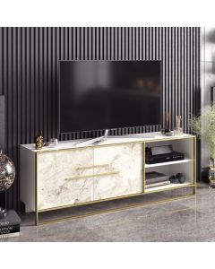 Tv-meubel Lucé-wit marmer/goud