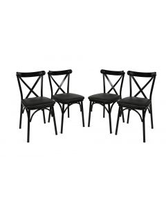 Vella Chair Set | 4 Pieces | Melamine Coated | Metal Legs | 42x81x40cm