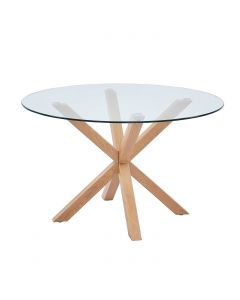 Table à manger Hasel ø120cm - brun/verre 
