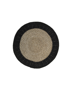 Vloerkleed Malibu ø150cm raffia/zeegras – beige/zwart