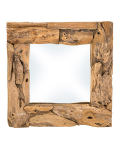 Wandspiegel Root 50x50cm vierkant – teak/wortelhout